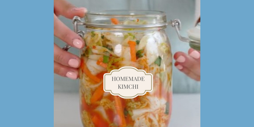 Homemade jar of Kimchi, a fermented food for gut health and wellness