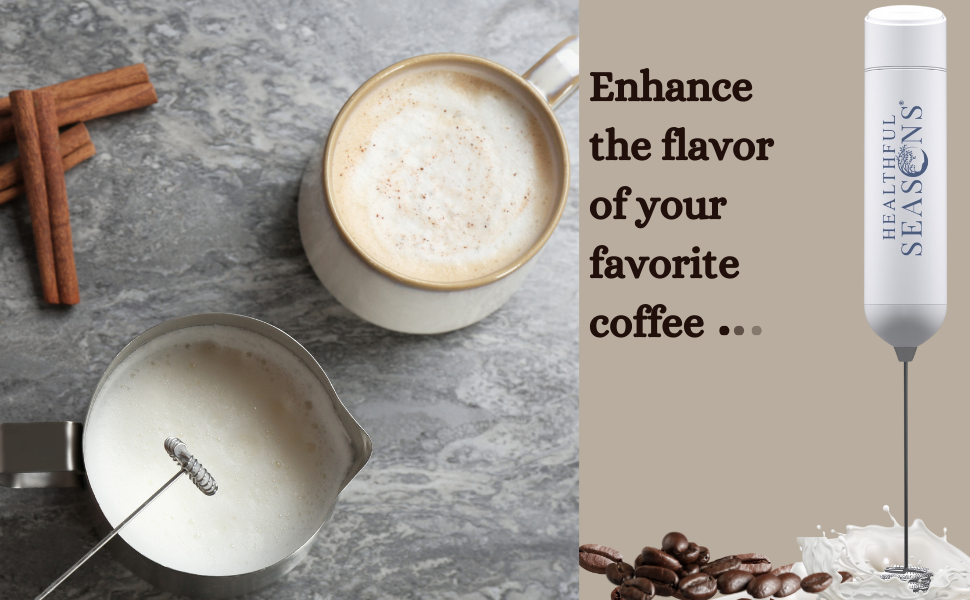 Electric Milk Frother – Handheld Mixer by WhiskFit – For Coffee & Matcha – Stainless Steel Coil – Batteries Included