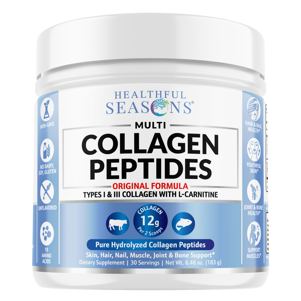 Multi Collagen Peptides Powder Types I & III - Bovine & Marine + L-Carnitine - 30 Servings
