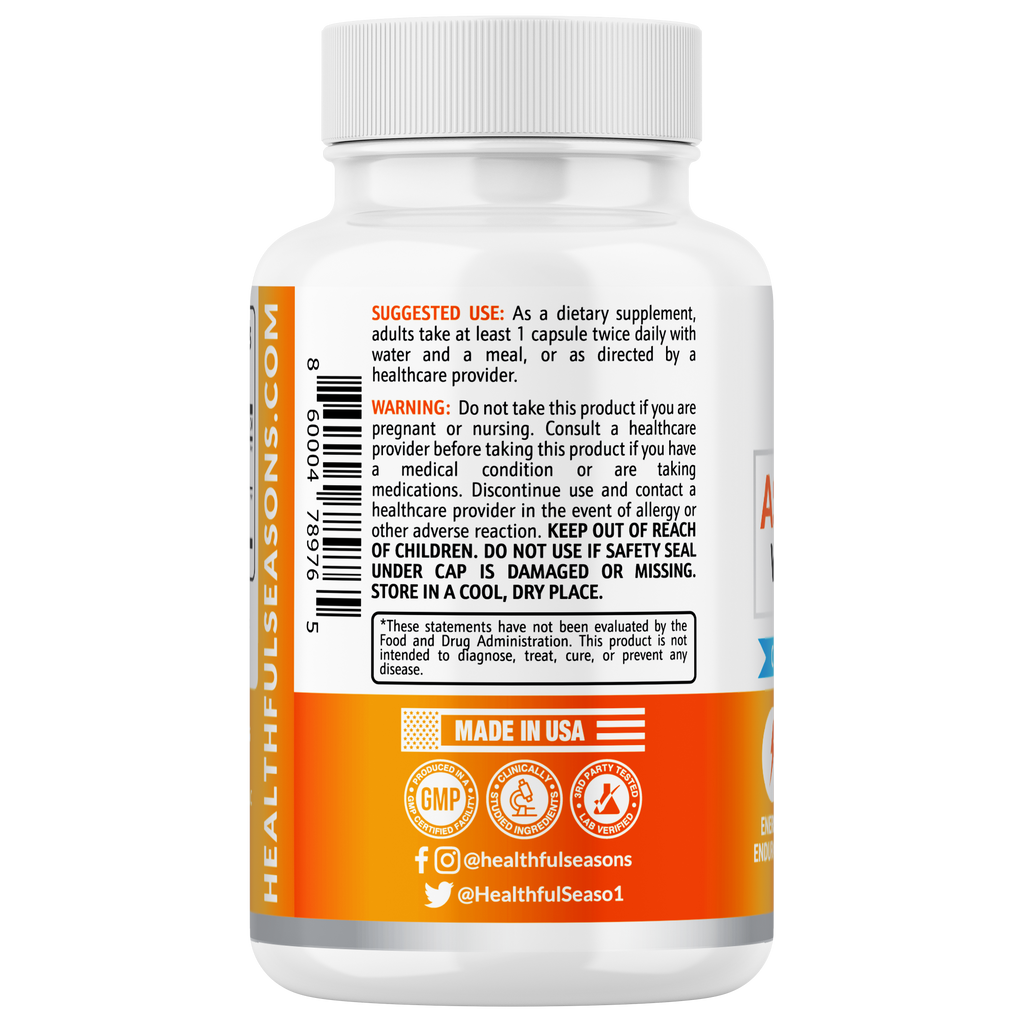 Ashwagandha 800mg with Black Pepper - High Potency Stress & Energy Support - 60 Capsules