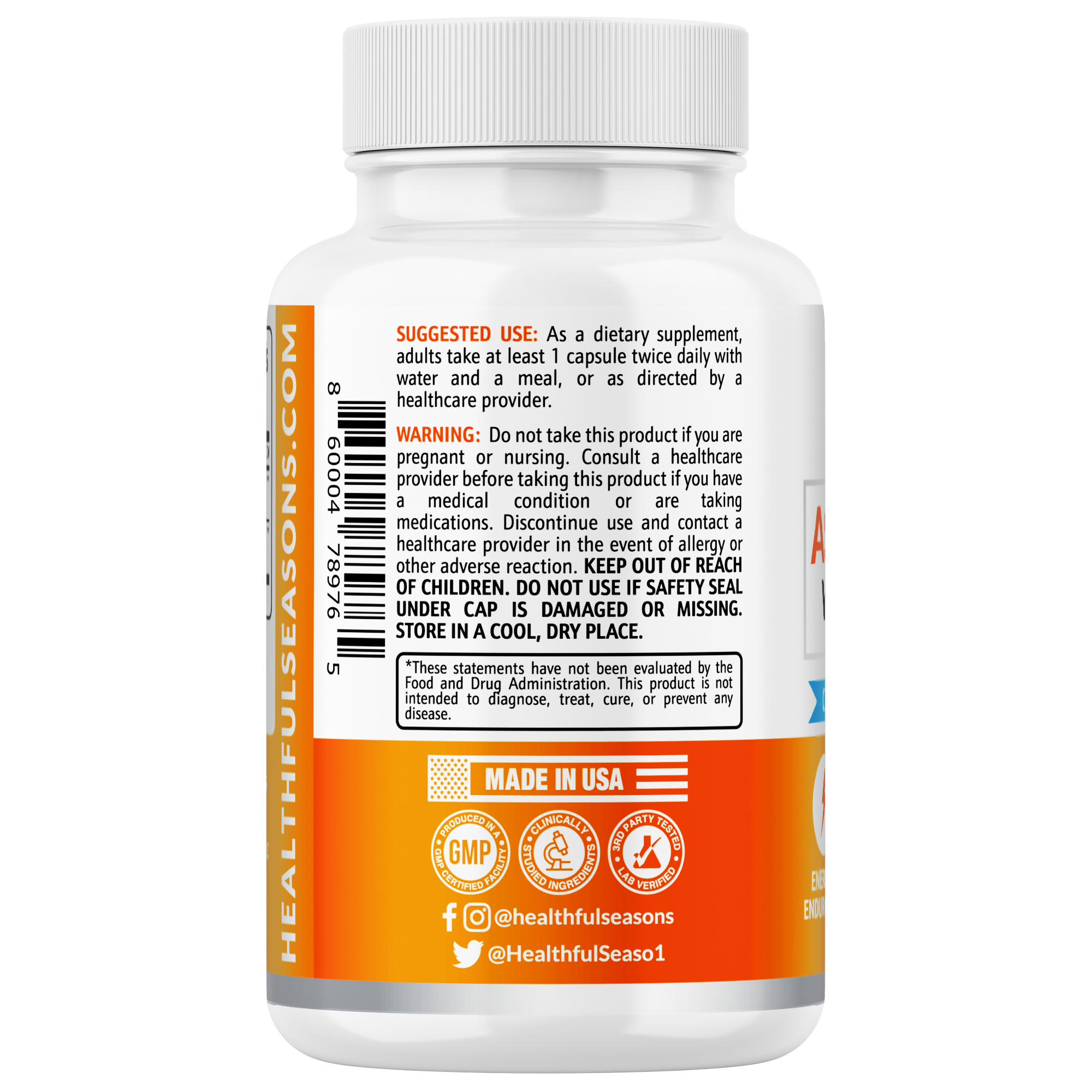 Ashwagandha 800mg with Black Pepper - High Potency Stress & Energy Support - 60 Capsules