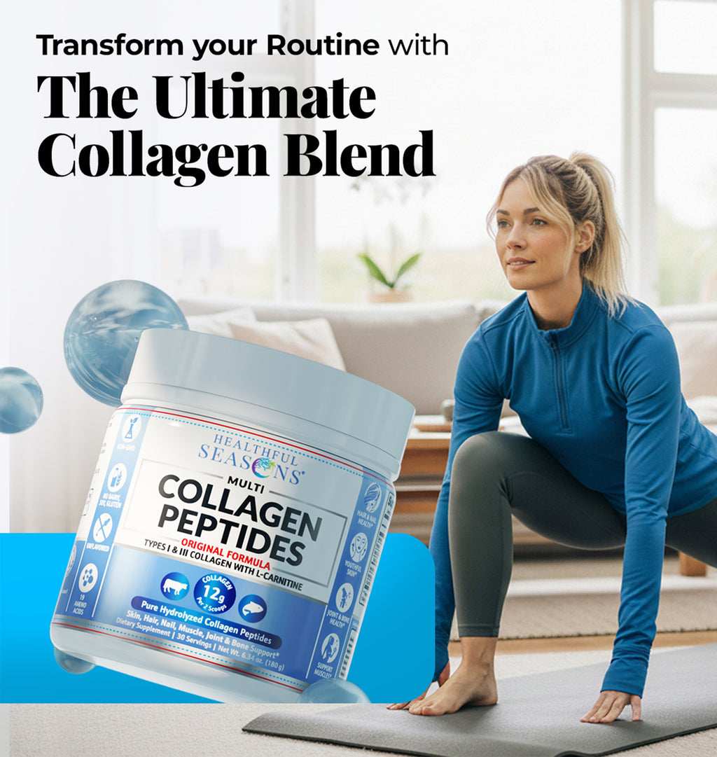 Multi Collagen Peptides Powder Types I & III - Bovine & Marine + L-Carnitine - 30 Servings