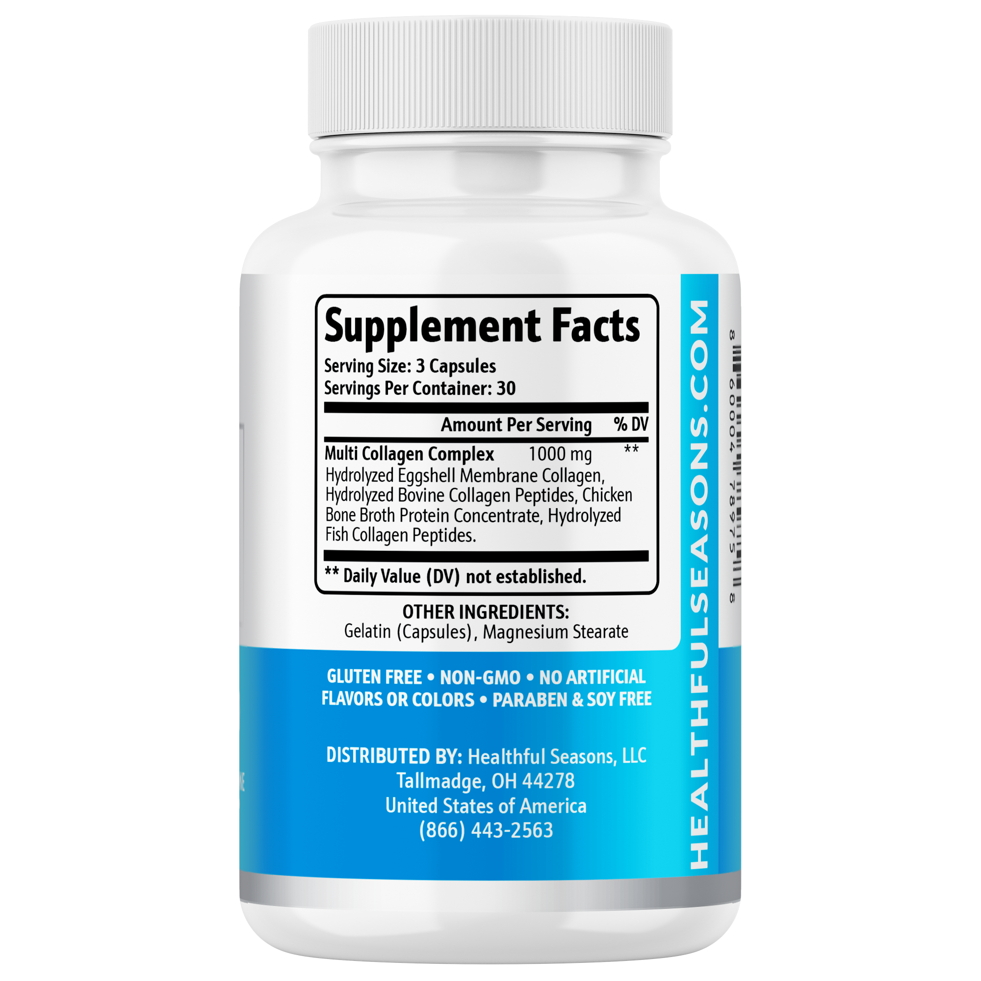 Multi Collagen Capsules – Types I, II, III, V & X – Hair, Skin, Nail & Joint Support – 90 Capsules