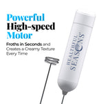 Electric Milk Frother – Handheld Mixer by WhiskFit – For Coffee & Matcha – Stainless Steel Coil – Batteries Included