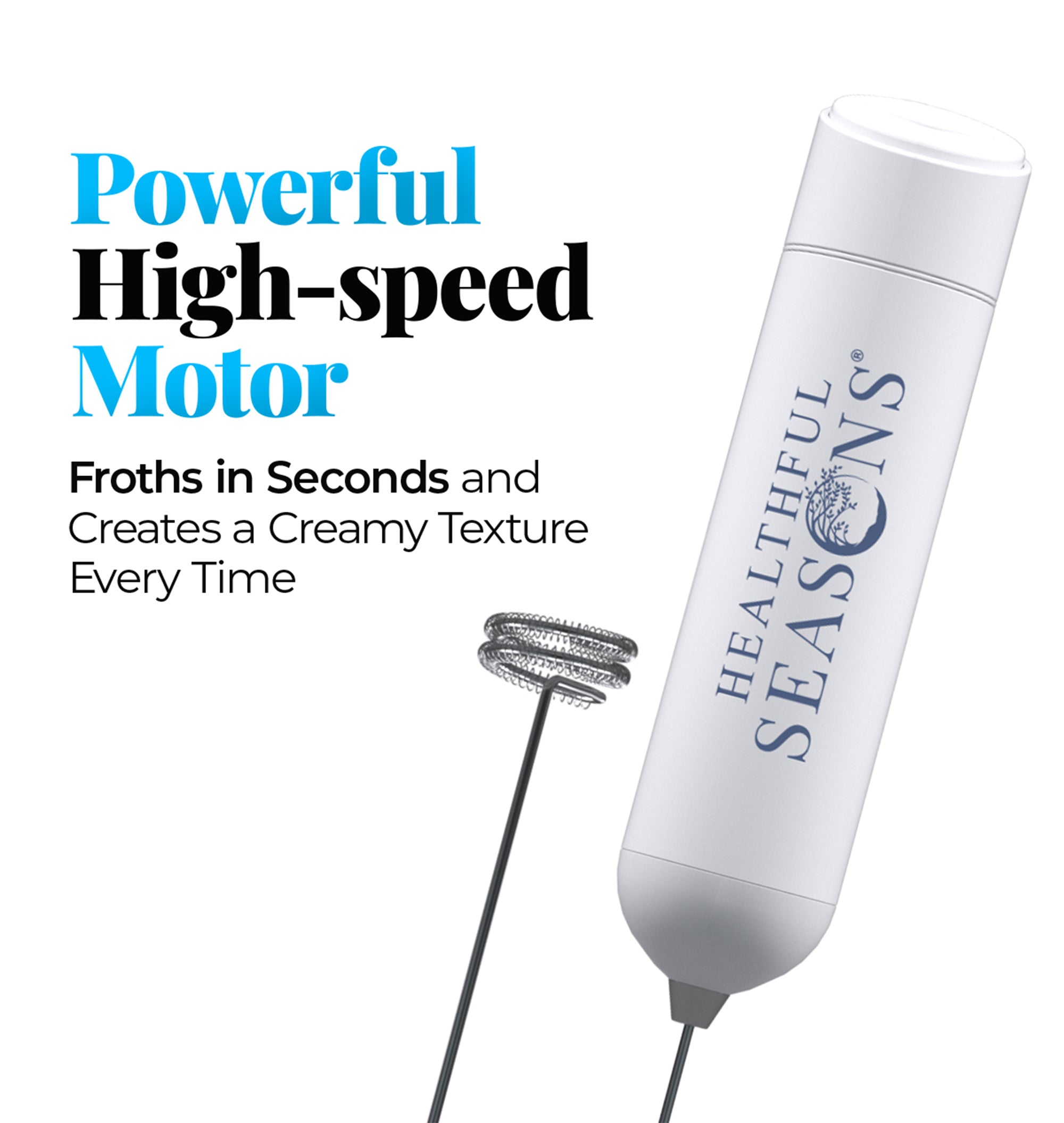 Electric Milk Frother – Handheld Mixer by WhiskFit – For Coffee & Matcha – Stainless Steel Coil – Batteries Included