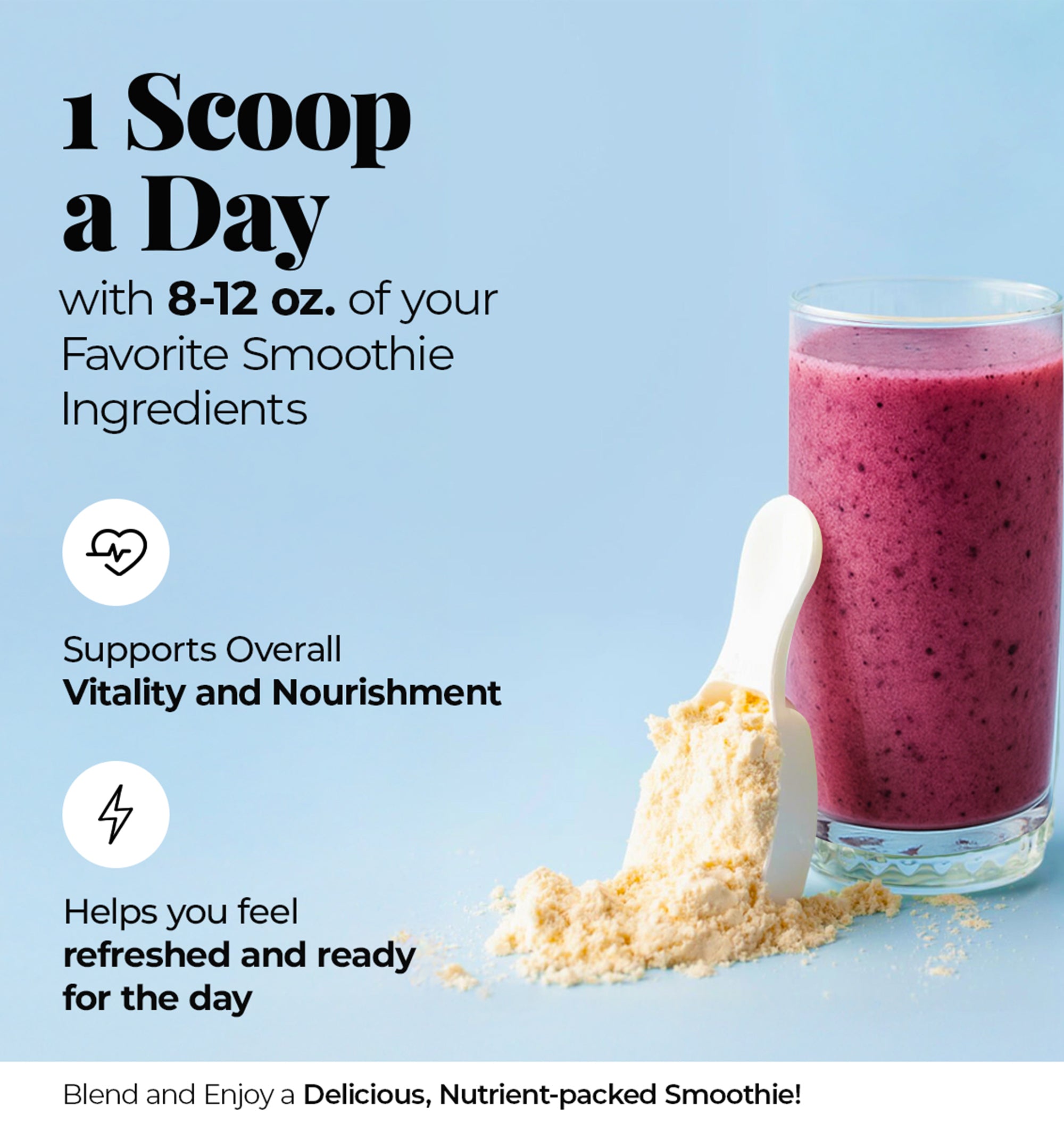 Spirit of the Morning – Antioxidant-Rich Smoothie Enhancer with Acai, Lucuma, Maca & Banana – 30 Servings