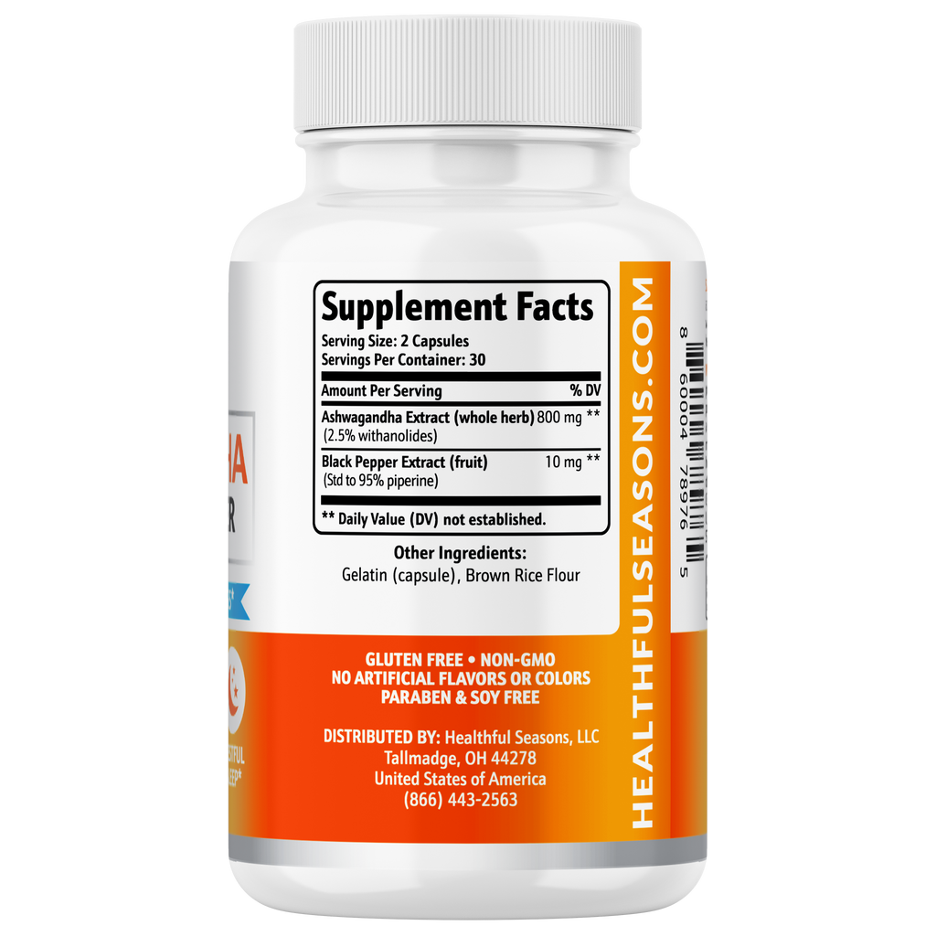 Ashwagandha 800mg with Black Pepper - High Potency Stress & Energy Support - 60 Capsules