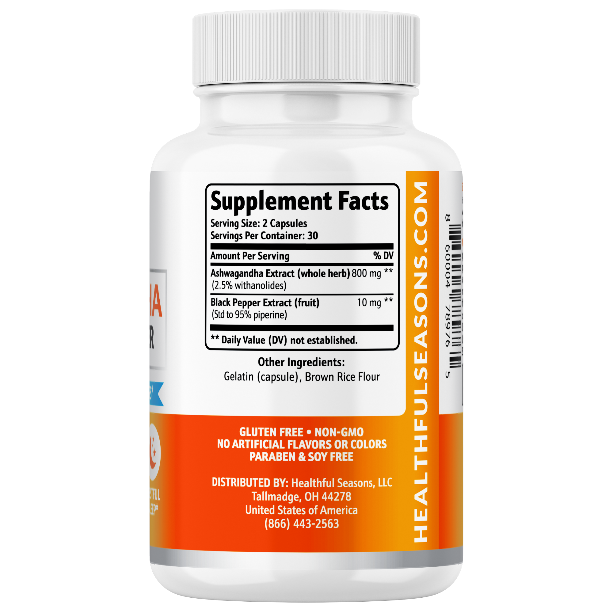 Ashwagandha 800mg with Black Pepper - High Potency Stress & Energy Support - 60 Capsules