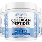 Multi Collagen Peptides Powder Types I & III - Bovine & Marine + L-Carnitine - 30 Servings