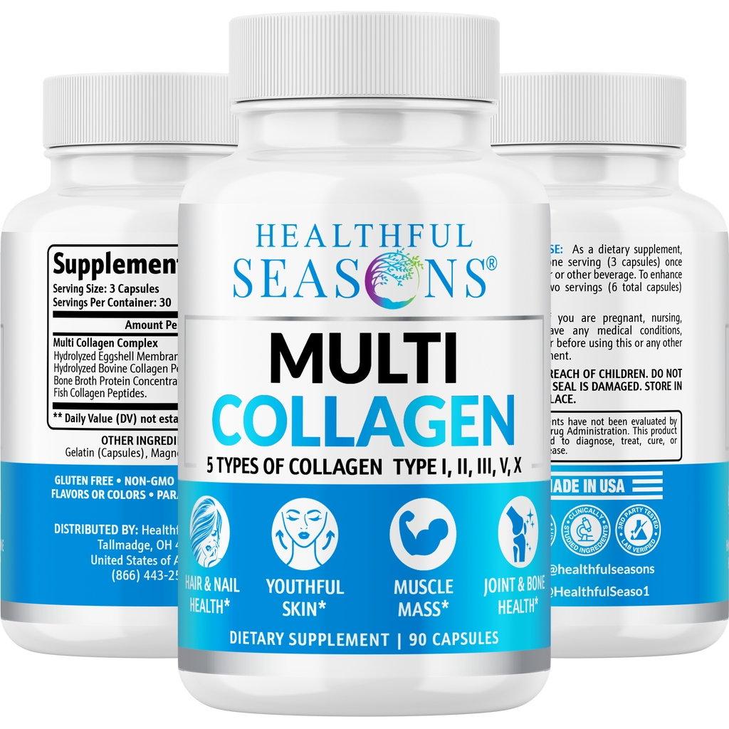 Multi Collagen Capsules – Types I, II, III, V & X – Hair, Skin, Nail & Joint Support – 90 Capsules