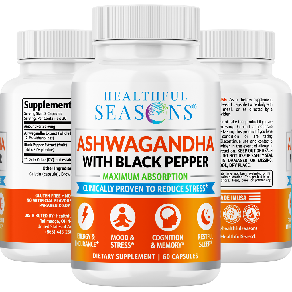 Ashwagandha 800mg with Black Pepper - High Potency Stress & Energy Support - 60 Capsules