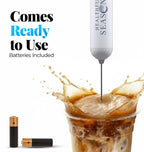 Electric Milk Frother – Handheld Mixer by WhiskFit – For Coffee & Matcha – Stainless Steel Coil – Batteries Included