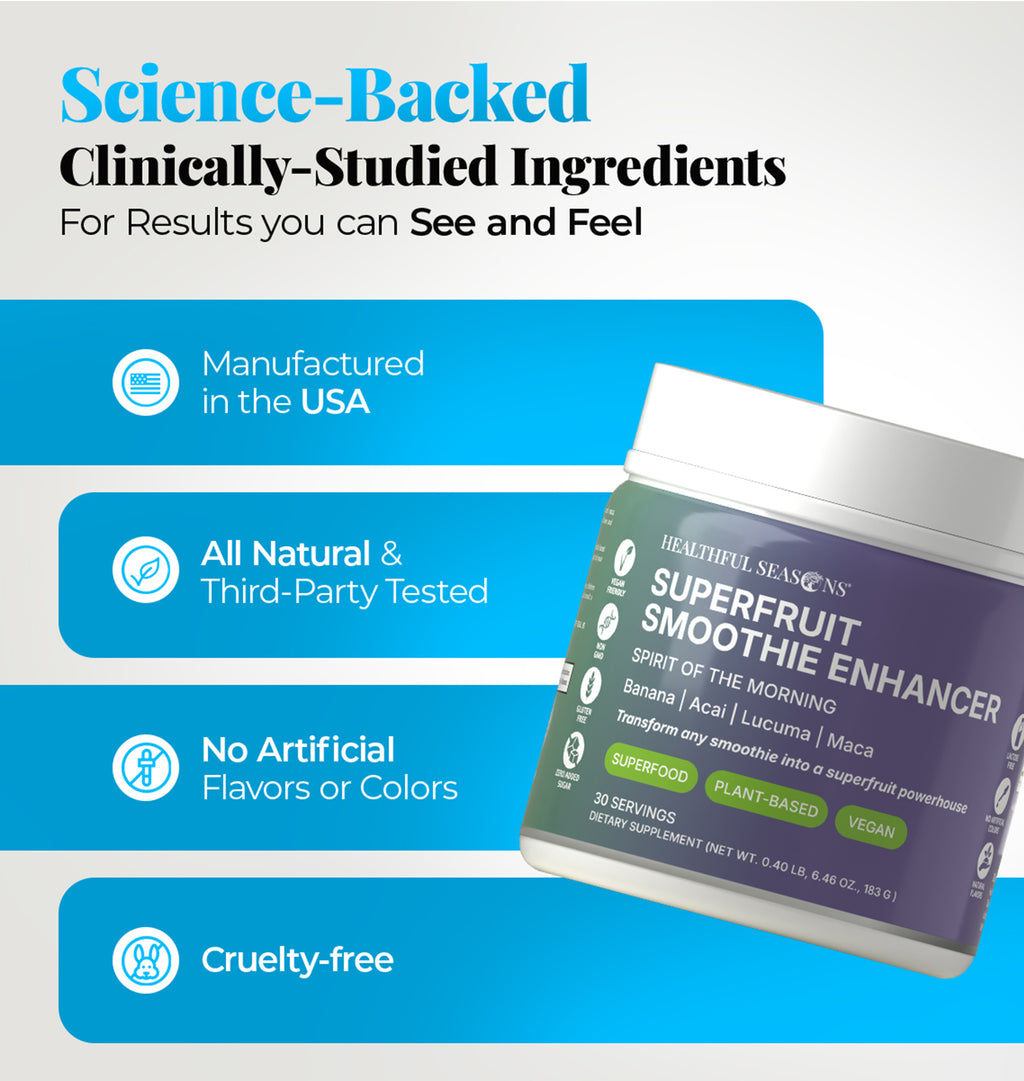 Spirit of the Morning – Antioxidant-Rich Smoothie Enhancer with Acai, Lucuma, Maca & Banana – 30 Servings