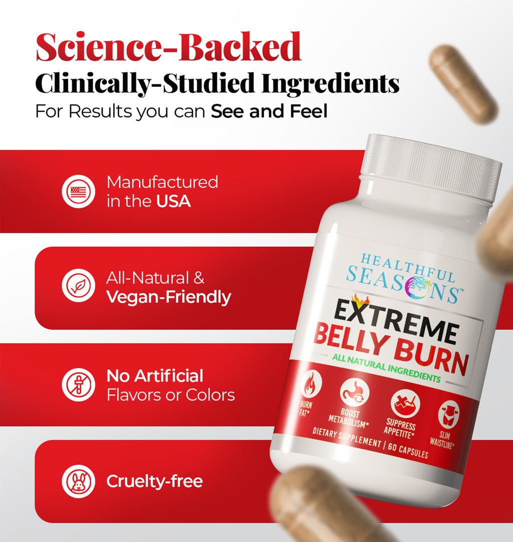 Extreme Belly Burn – Natural Supplement with Garcinia Cambogia, African Mango, Green Tea & Apple Cider Vinegar – 60 Capsules