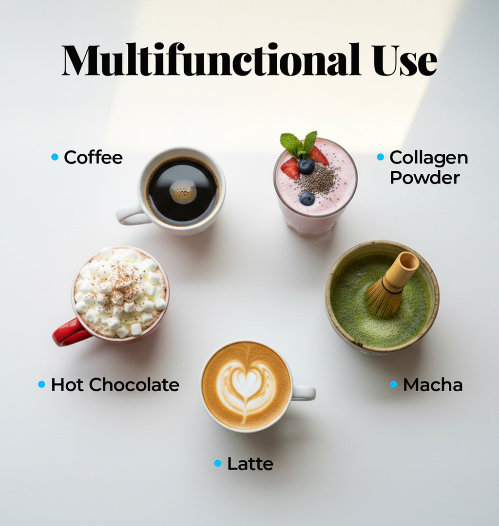 Electric Milk Frother – Handheld Mixer by WhiskFit – For Coffee & Matcha – Stainless Steel Coil – Batteries Included