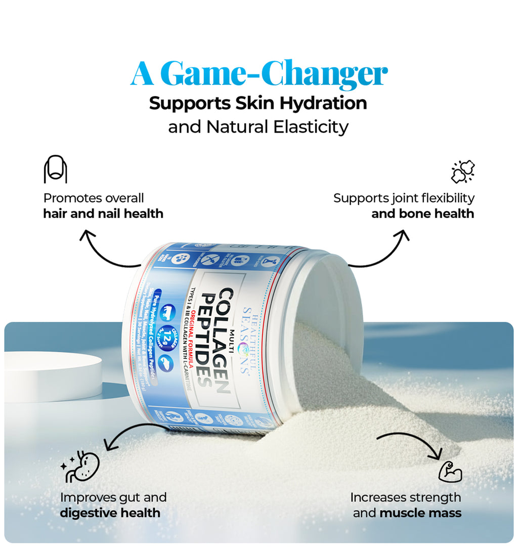 Multi Collagen Peptides Powder Types I & III - Bovine & Marine + L-Carnitine - 30 Servings