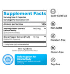 Ashwagandha 800mg with Black Pepper - High Potency Stress & Energy Support - 60 Capsules