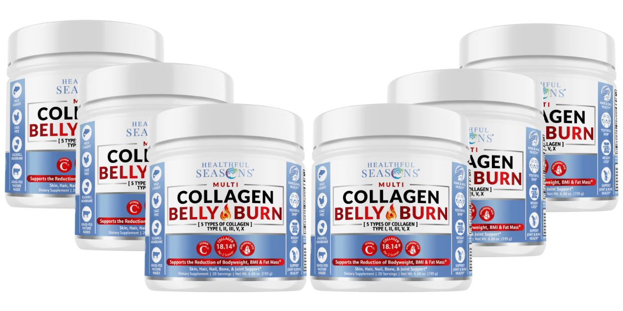 Collagen Belly Burn – Multi Collagen Powder + Vitamin C & Hyaluronic Acid – Metabolism, Skin & Joint Support – 20 Servings