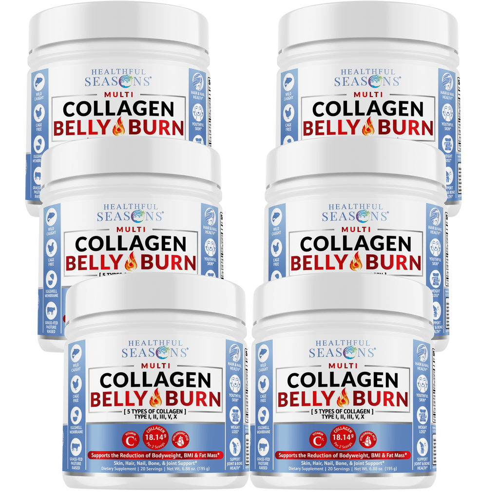 Collagen Belly Burn – Multi Collagen Powder + Vitamin C & Hyaluronic Acid – Metabolism, Skin & Joint Support – 20 Servings