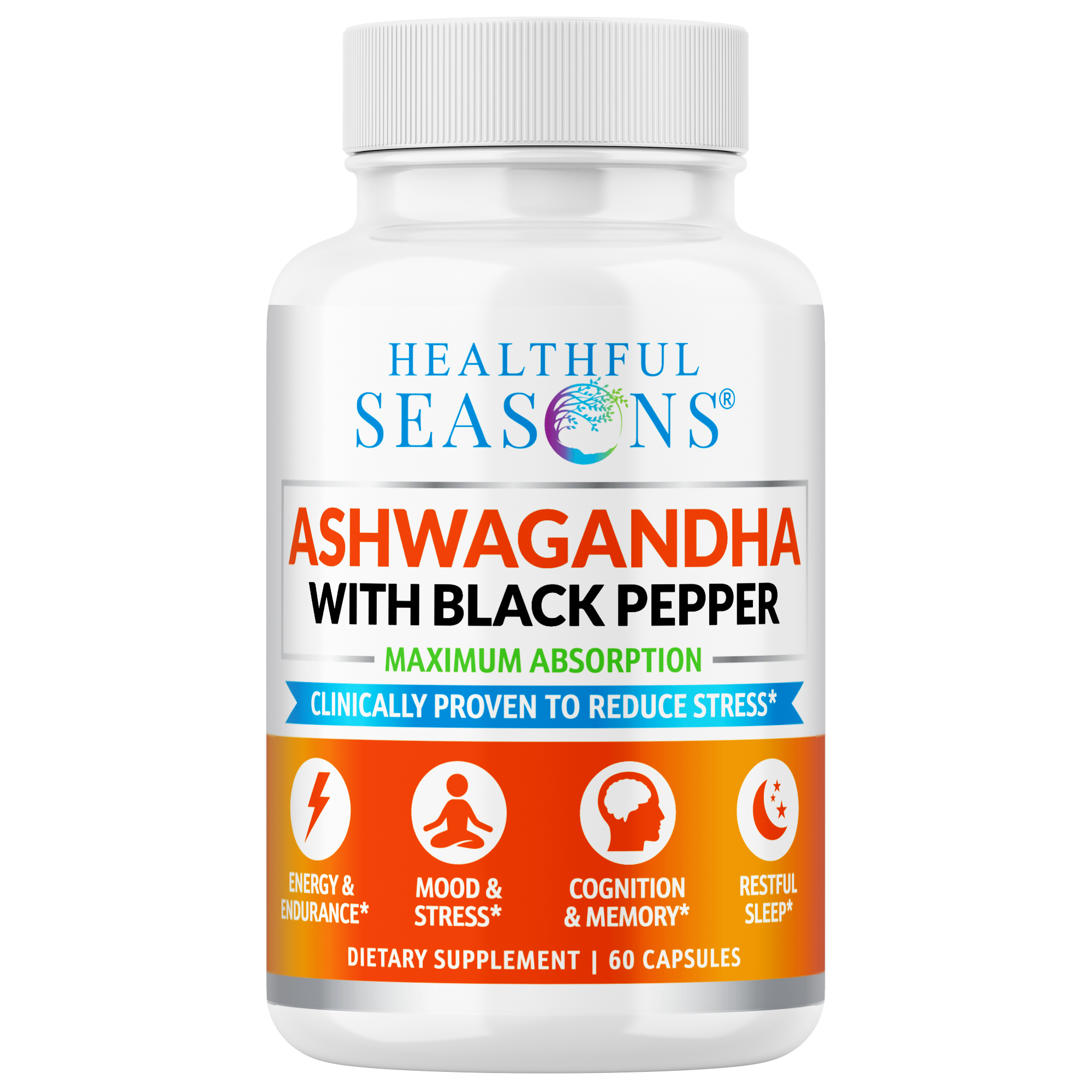 Ashwagandha 800mg with Black Pepper - High Potency Stress & Energy Support - 60 Capsules
