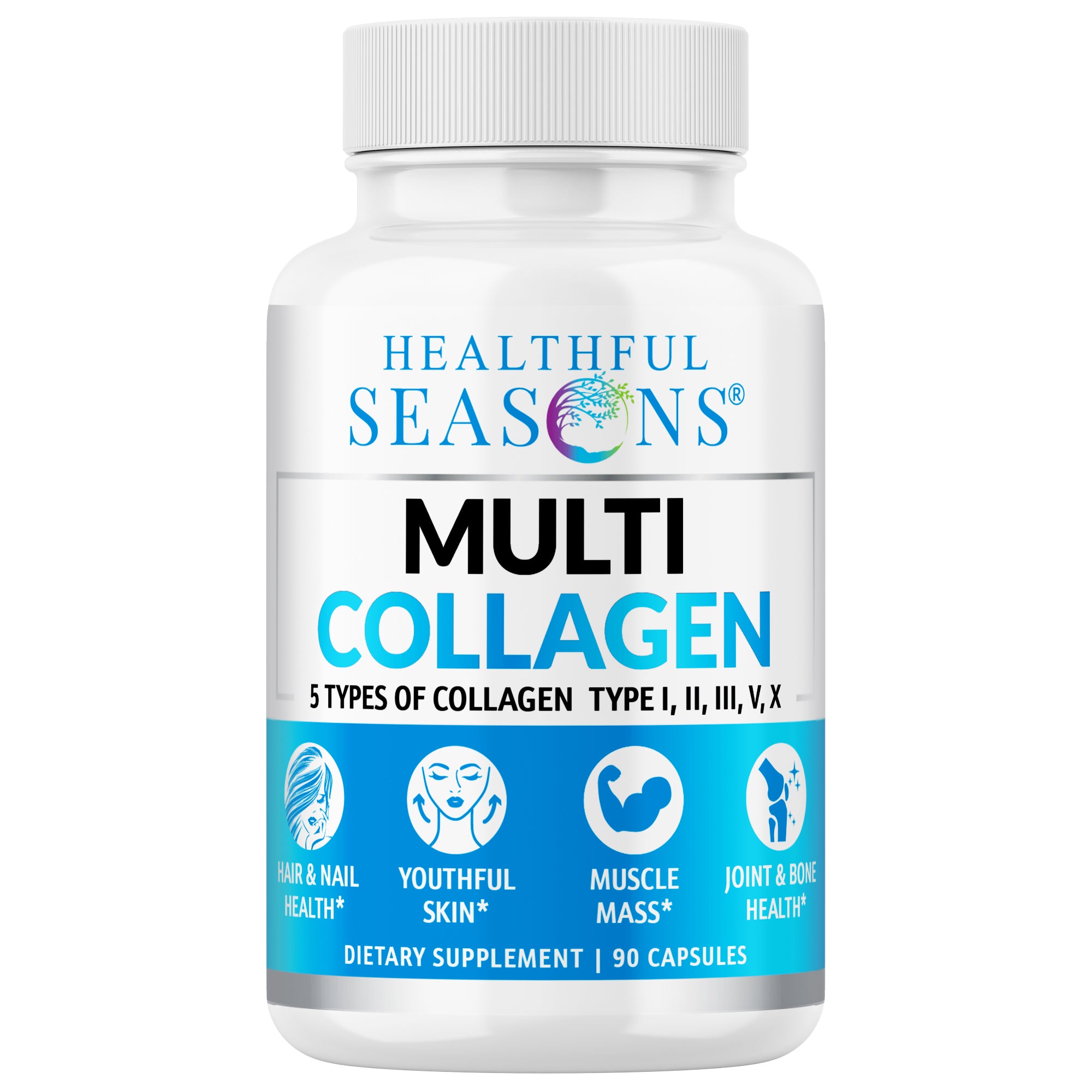 Multi Collagen Capsules – Types I, II, III, V & X – Hair, Skin, Nail & Joint Support – 90 Capsules