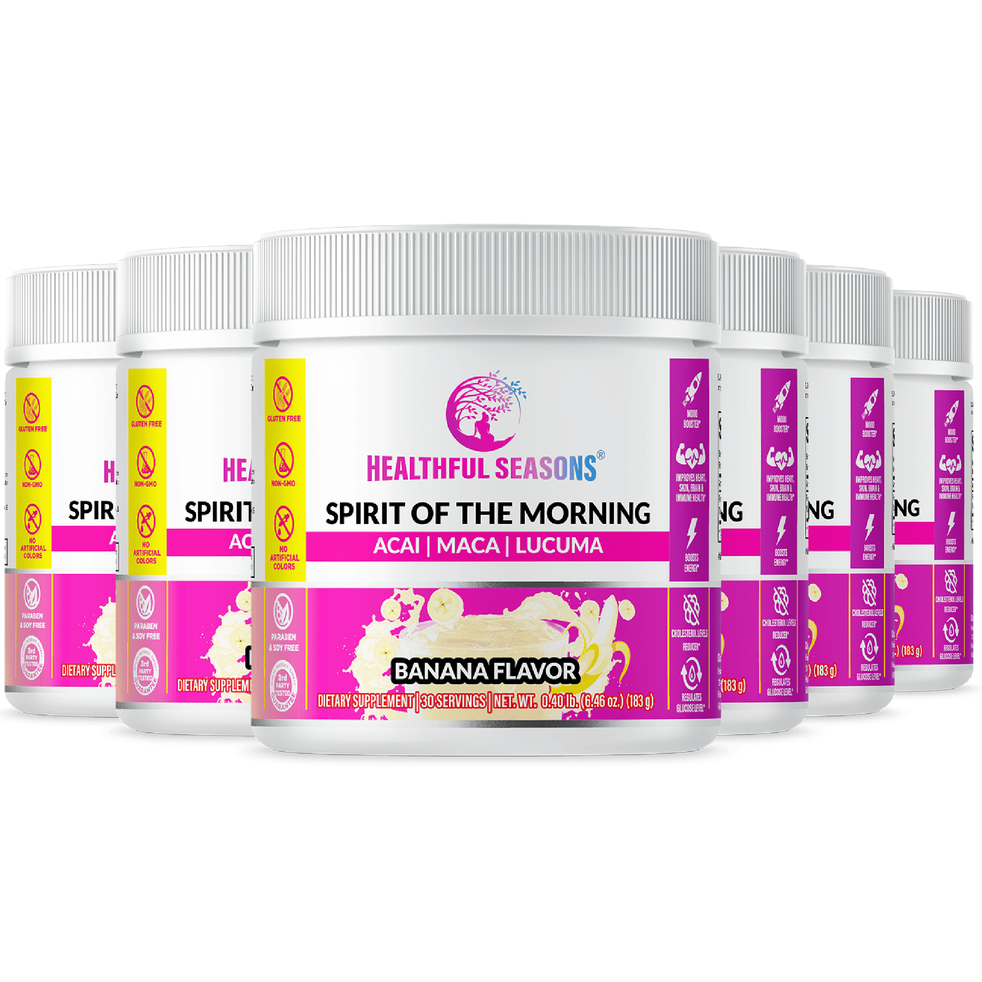 Spirit of the Morning – Antioxidant-Rich Smoothie Enhancer with Acai, Lucuma, Maca & Banana – 30 Servings