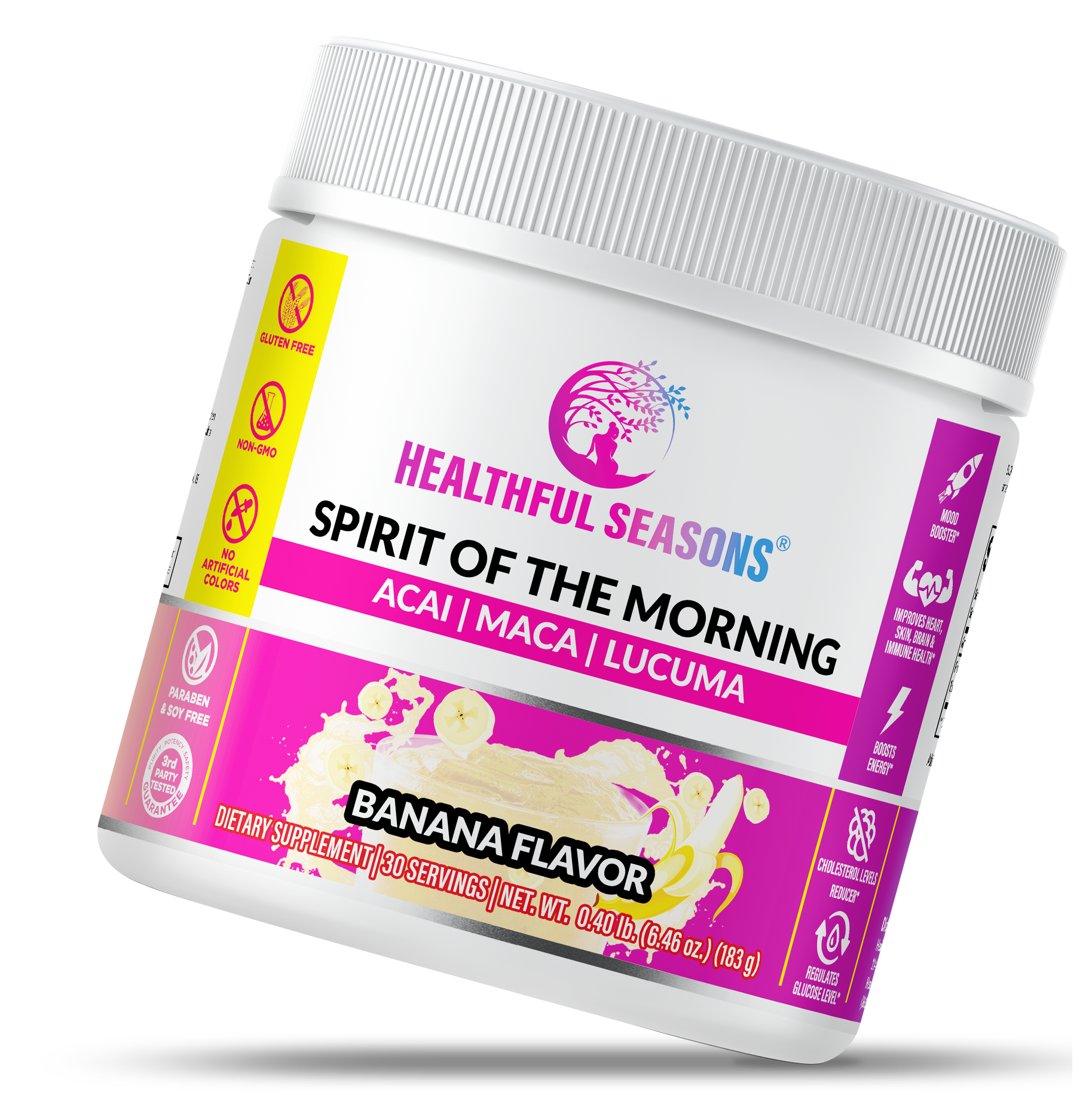 Spirit of the Morning – Antioxidant-Rich Smoothie Enhancer with Acai, Lucuma, Maca & Banana – 30 Servings