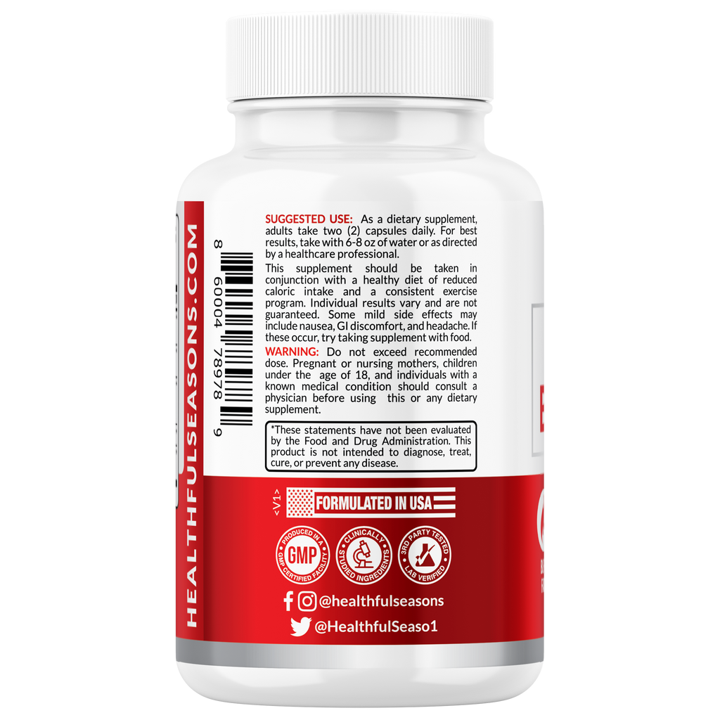 Extreme Belly Burn Capsules – Natural Metabolism & Appetite Support – Garcinia Cambogia, Green Tea, Apple Cider Vinegar – 60 Capsules